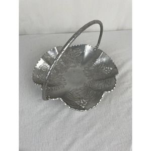 Farber & Shlevin Hand Wrought Hammered Aluminum #1705 Floral Poinsettia Basket.